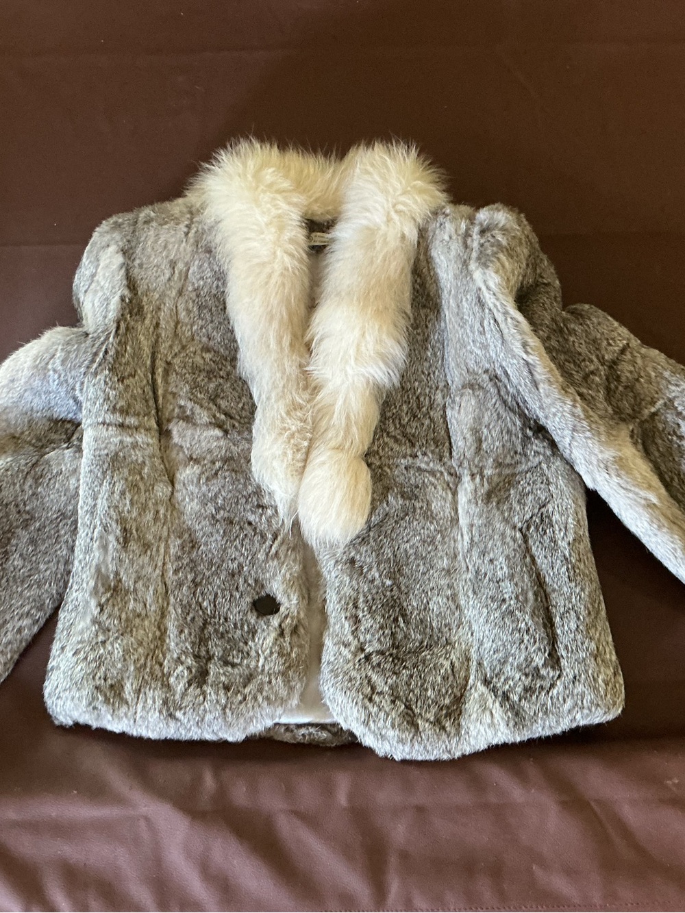 Wilson Gray Faux Fur Puffer Jacket with Cream Shawl Collar